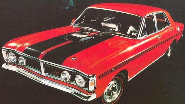 The original ... The 1971 Xy Ford Falcon GT. Picture: wizardcarbrochures.com