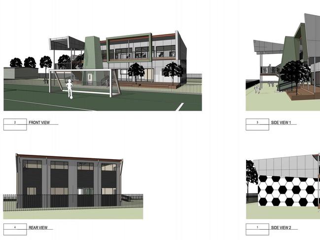 Artist impressions of the Queensland Football School proposed for the old Italo-Australian site.