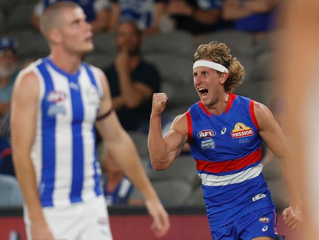 Aaron Naughton heaped pain on the brutally bad Roos. Picture: AFL Photos/Getty Images