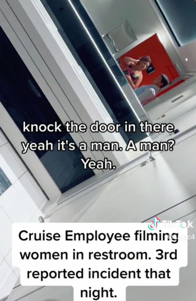 A woman on the cruise ship alleged that a man was secretly filming her and fellow female passengers. Picture: TikTok/sajac4