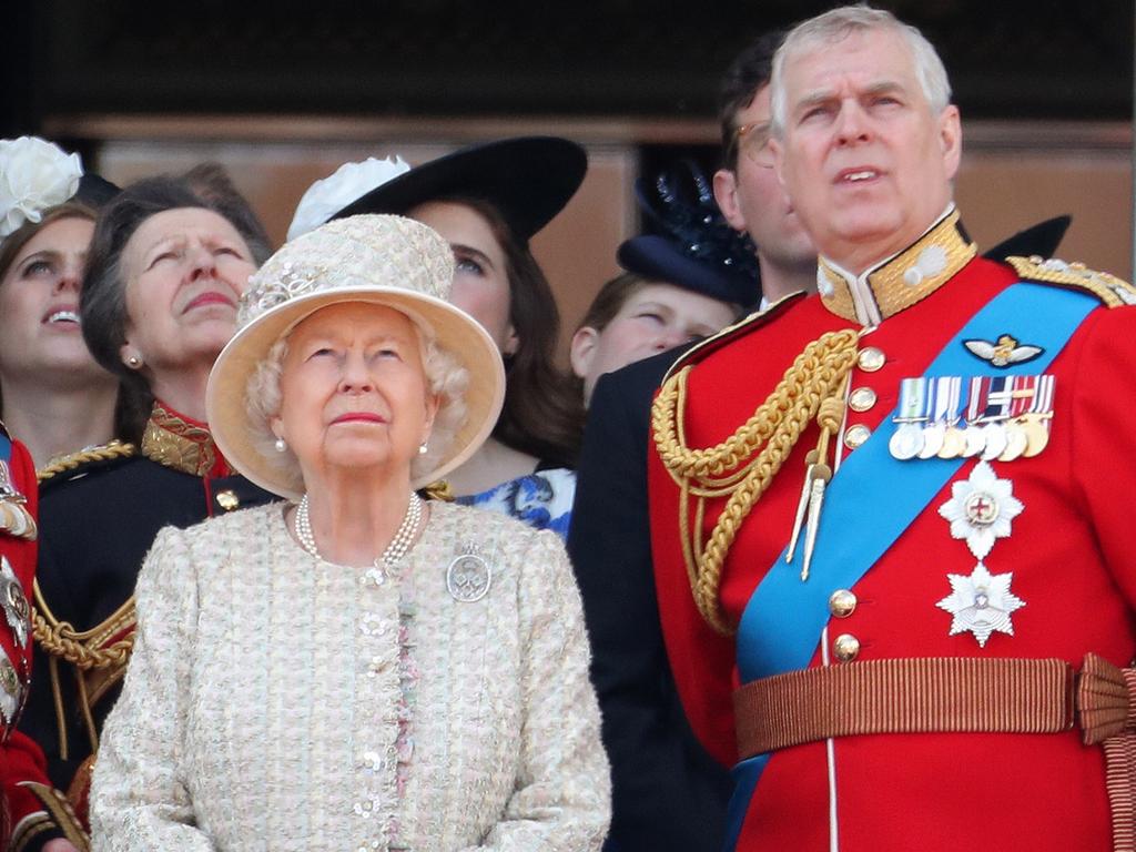 Prince Andrew with the Queen at Trooping The Colour in June. Picture: Getty