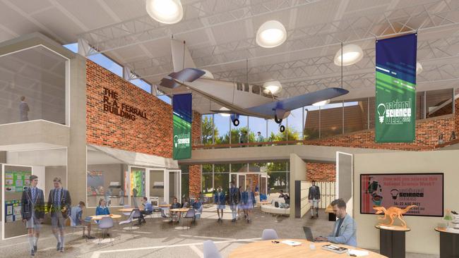 Render of the internal courtyard for Launceston Church Grammar School's applied science precinct. Picture: Supplied