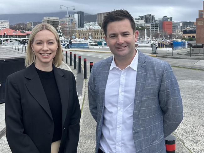 Property Council of Tasmania president Heather Mason and Labor leader Dean Winter.