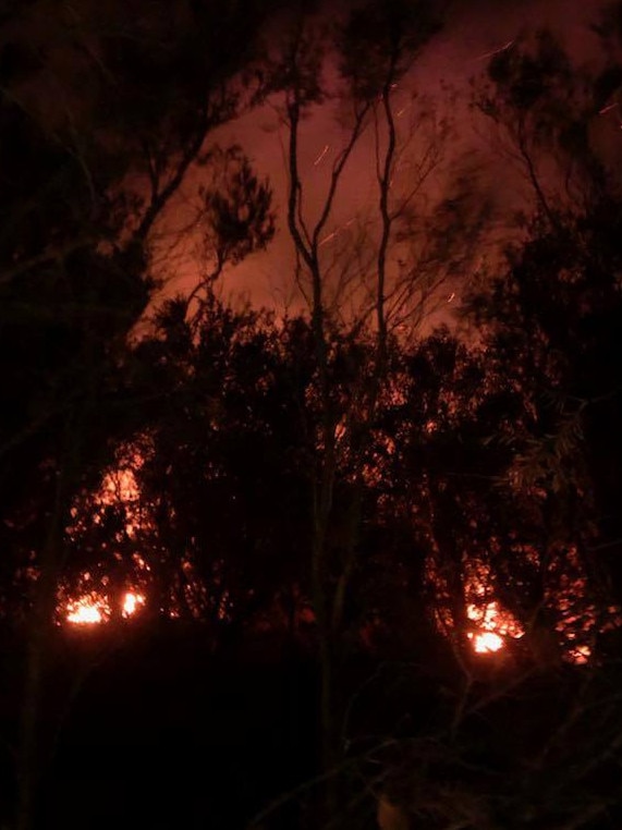 The fire is burning in an inaccessible location. Picture: Todd Wildman, NSW Rural Fire Service Facebook page