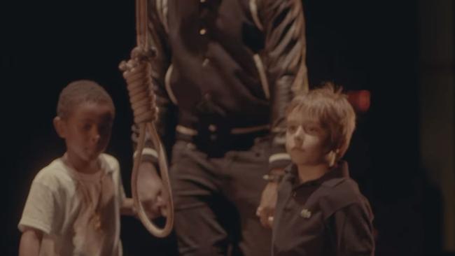 The video features rapper XXXTentacion music leading the two boys towards a noose. Source: YouTube