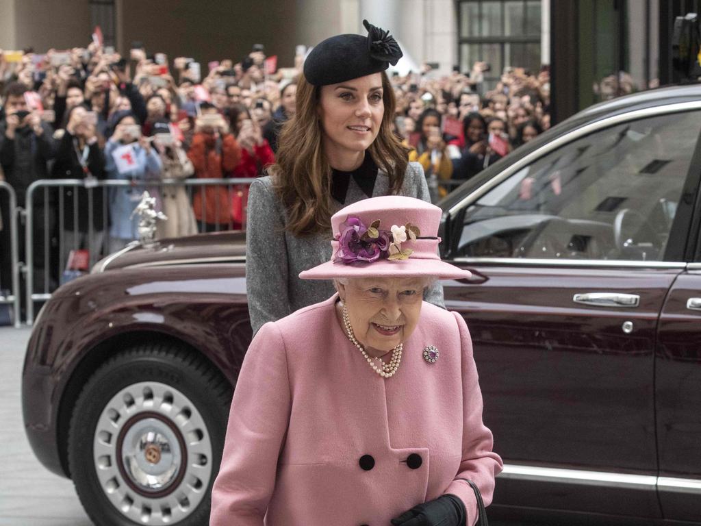 The Queen and Kate in London. Picture: AFP