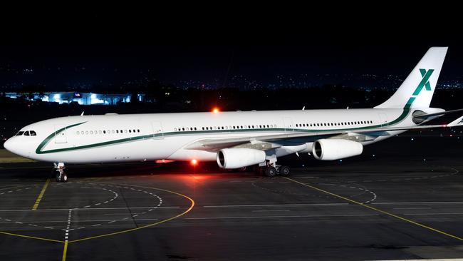 A chartered jet at Adelaide Airport for LIV Golf Adelaide. Picture: Alex Morrell