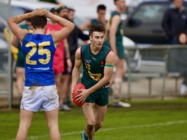 Seth Campbell, who kicked 10 goals in a game for North Launceston this year, will be hoping to hear his name at the AFL Draft on Tuesday night. Picture: Anthony Corke