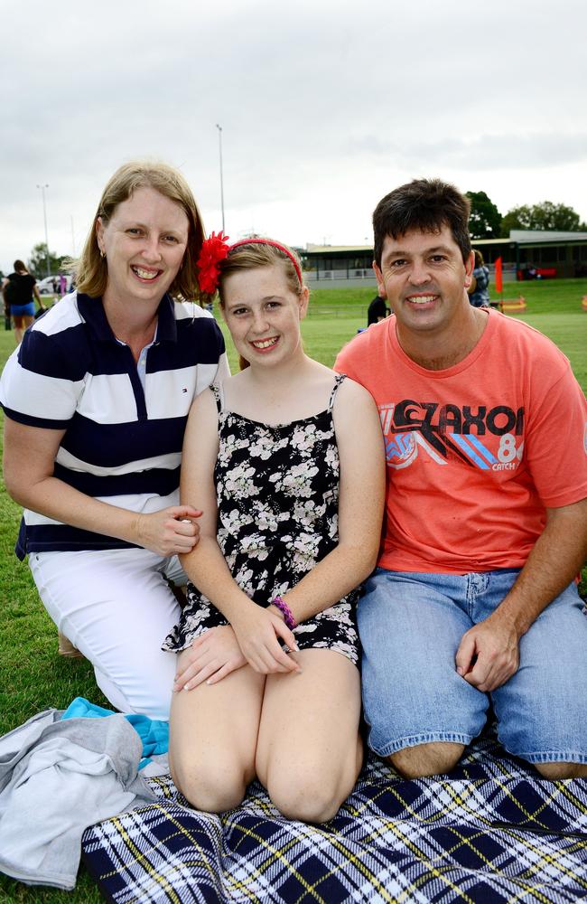Jodie and Wayne Pearson of Churchill and their daughter Sarah, 12, welcomed 2014 with a celebration at North Ipswich Reserve. Picture: David Nielsen