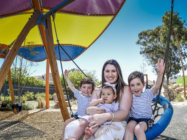 Adelaide's Best Playgrounds List.Jervois st Plympton. Playground.Christian 4Isaiah 4Brooklyn 9mnthsAlexandra YinWednesday 23rd October 2019 Pic. AAP/Roy VanDerVegt