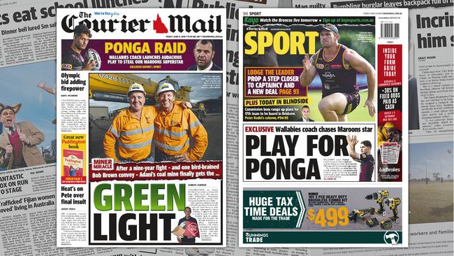 As a valued subscriber to The Courier-Mail, please enjoy this exclusive preview of tomorrow’s front and back pages.