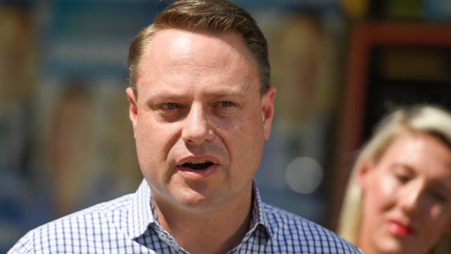 Brisbane City Council Lord Mayor Adrian Schrinner at today's council election. (AAP Image/Albert Perez) 