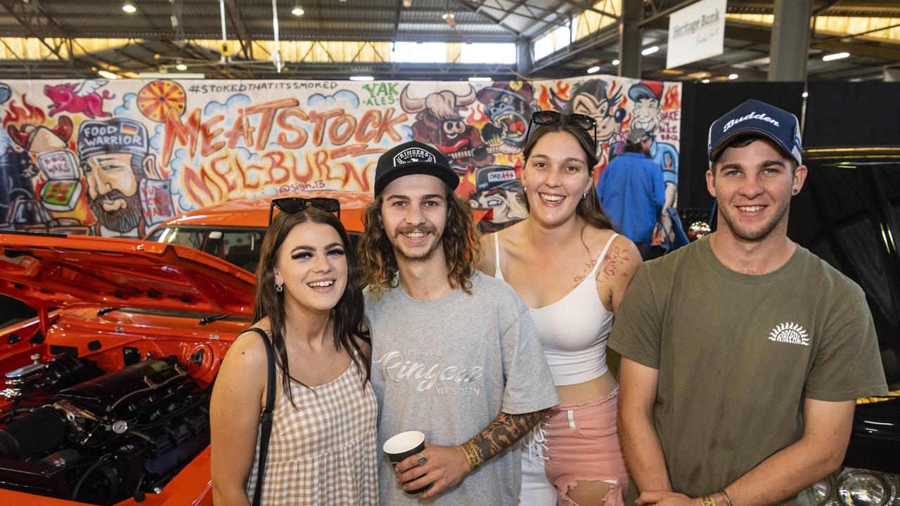 At Meatstock are (from left) Chloe Grant, Corey Wilkins, Brooke Budden and Jackson Budden at Toowoomba Showgrounds, Friday, April 8, 2022. Picture: Kevin Farmer