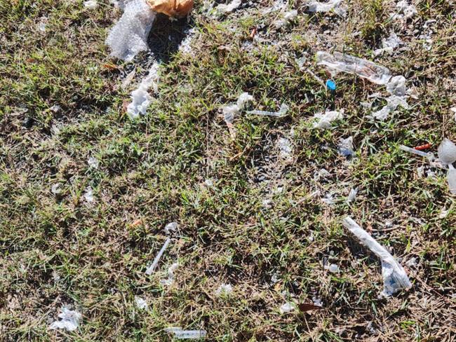 Needles found strewn across the grass near the C.ex Coffs International Stadium in the lead up to the Oztag 2025 NSW State Championships â Juniors. Picture: Facebook