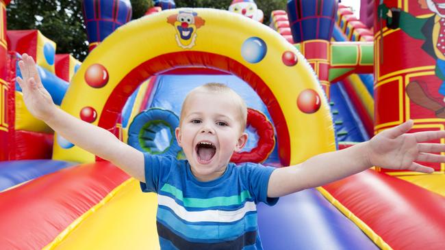 Jaxson Cooper from Clontarf celebrated his 4th birthday at the Redcliffe Show. Picture: AAP/Renae Droop