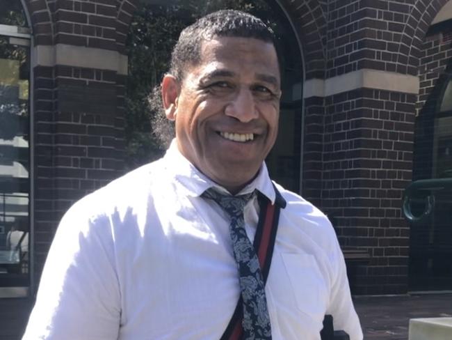 “Could be better” - John Hopoate outside Manly Local Court on Thursday where he pleaded guilty to driving a motor vehicle while disqualified. Picture: Jim O’Rourke