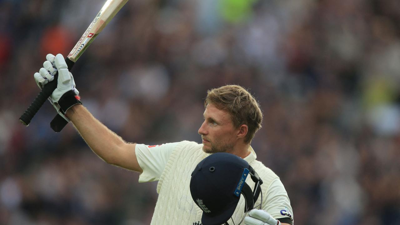 England's captain Joe Root gestures as he leaves the crease after losing his wicket for 121 on the second day of the third cricket Test match between England and India at Headingley cricket ground in Leeds, northern England, on August 26, 2021. (Photo by Lindsey Parnaby / AFP) / RESTRICTED TO EDITORIAL USE. NO ASSOCIATION WITH DIRECT COMPETITOR OF SPONSOR, PARTNER, OR SUPPLIER OF THE ECB
