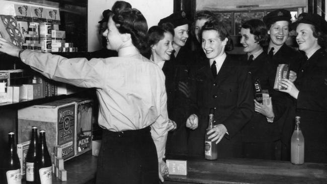 Women's Auxiliary Australian Air Force at the barracks canteen on Pennington Tce, North Adelaide, in  1945.
