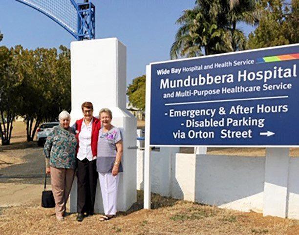 Dawn Ogden, Monica Wooldridge and Vivien Smyth at the O'Regan Memorial Gate. Picture: Contributed