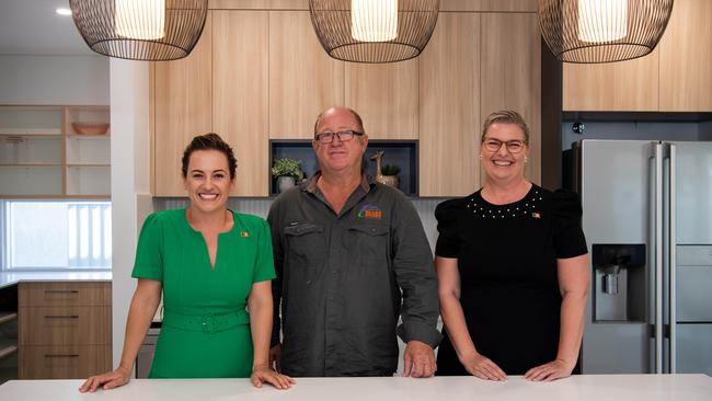 Chief Minister Lia Finocchiaro, Richard Dickinson, Managing Director and Builder at Beare Homes and Minister for Tourism and Hospitality, Marie-Clare Boothby at a residence in Zuccoli. Picture: Pema Tamang Pakhrin.