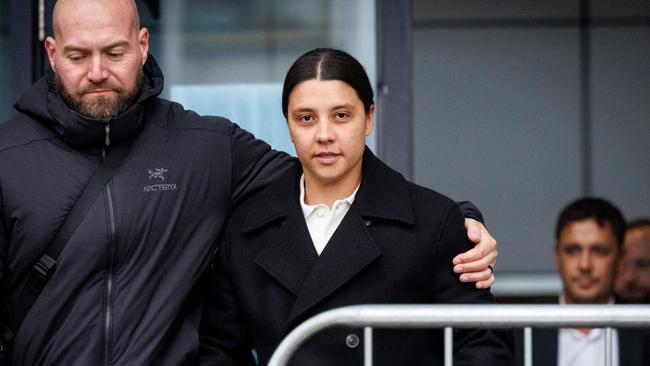 Sam Kerr leaving a UK court on Tuesday.