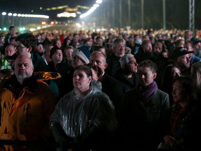 The crowd at the Anzac Day Dawn service at the Australian War Memorial in Canberra. Picture Kym Smith