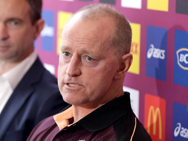 Brisbane Broncos new coach Michael Maguire with Broncos CEO Dave Donaghy, at Flucher Rd Red Hill - on Tuesday 1st of October - Photo Steve Pohlner