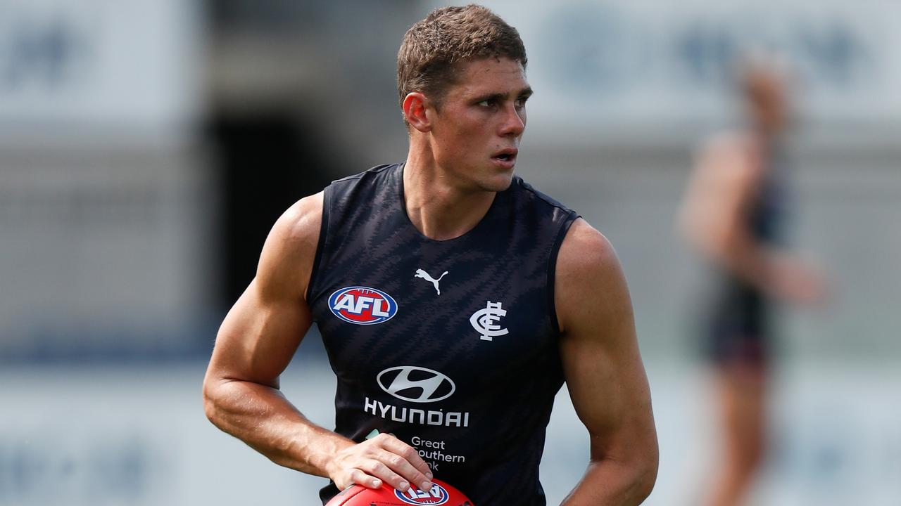 Charlie Curnow is impressing at Blues pre-season training. Picture: Michael Willson/AFL Photos via Getty Images