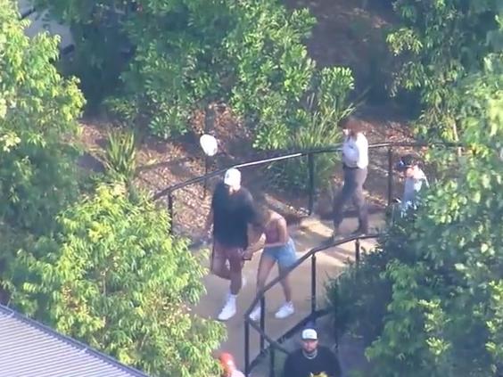 Taylor Swift and her boyfriend Travis Kelce hand-in-hand at Sydney Zoo. Picture: 9News