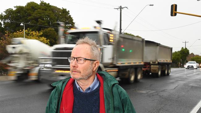 John Francis of Resolve Rosanna Road wants to ban trucks on Rosanna Rd so freight will instead use the North East Link. Picture: James Ross