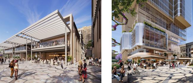 The scrapped three-storey building approved under the last Liberal government, left, compared to the new design, right.