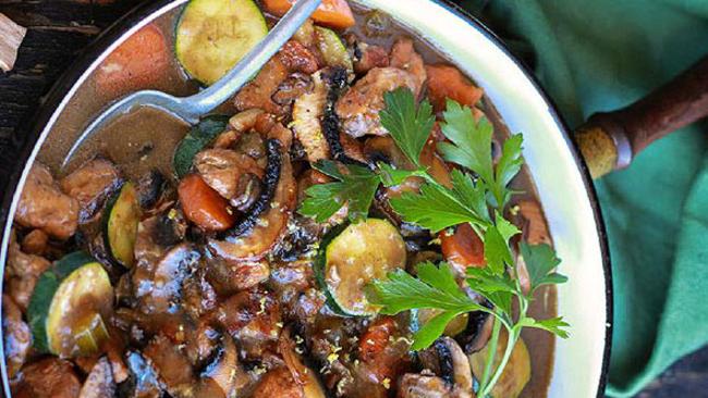 Chicken and wild mushroom stew.