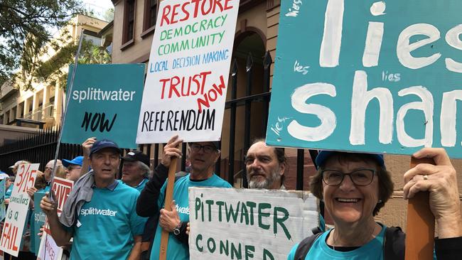 A rally outside NSW Parliament House held by supporters of a move to split Pittwater from the Northern Beaches Council. Picture: Supplied