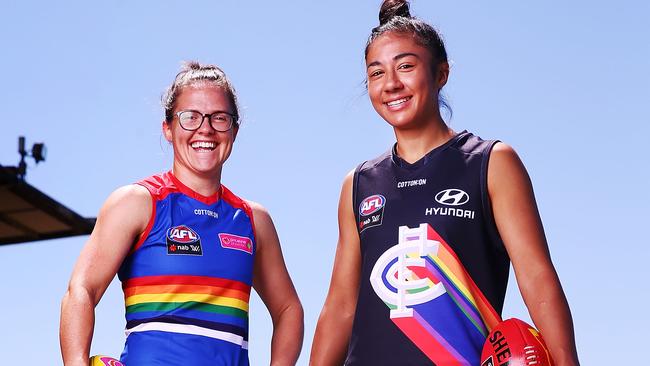 The Western Bulldogs and Carlton will play in the first AFLW Pride Game. Photo: Michael Dodge/Getty Images