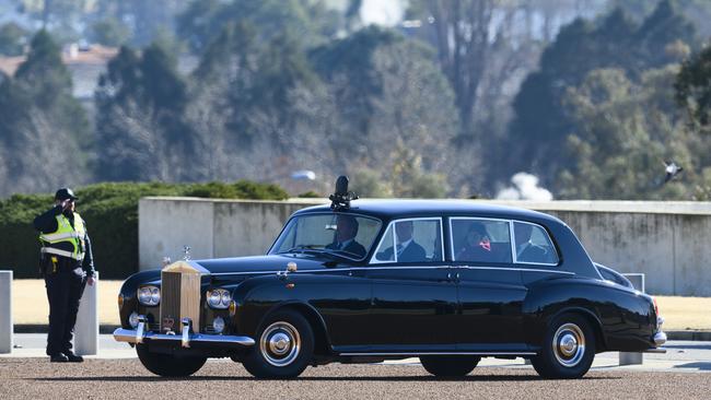 David Hurley arrives ahead of his swearing in ceremony at Australian Parliament House. Picture: AAP.