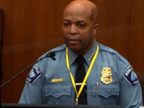 Minneapolis Police Chief Medaria Arradondo testifies for the prosecution at the trial of Derek Chauvin. Picture: Supplied