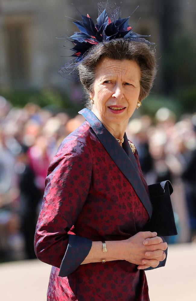 Princess Anne, Princess Royal arrives at St George's Chapel at Windsor Castle before the wedding of Prince Harry to Meghan Markle. Picture: Gareth Fuller - WPA Pool/Getty Images