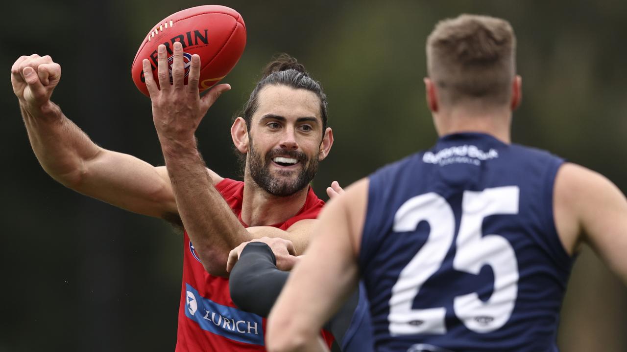 Brodie Grundy in Demons colours – it still looks a bit weird to us. Picture: Martin Keep/AFL Photos/Getty Images for AFL Photos