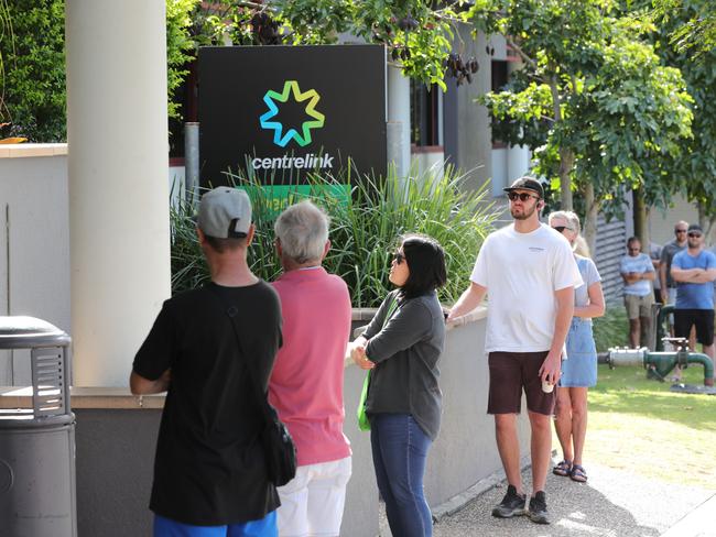 The queue outside Southport Centrelink in Queensland last year. Picture Glenn Hampson