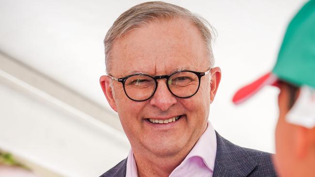 SYDNEY, AUSTRALIA. NewsWire Photos. DECEMBER 25, 2023.Pm Anthony Albanese talks with young children attending the Bill Crews Foundation Christmas lunch in Ashfield. Picture: NCA NewsWire /Thomas Parrish