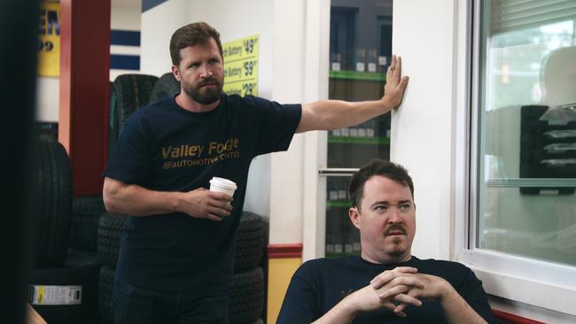 From left, Chris O’Connor as Cal and Shane Gillis as Shane in Tires.