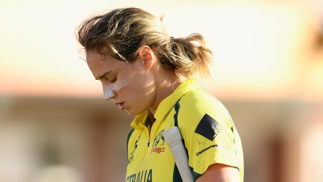 Australia batsman Ellyse Perry reacts after being dismissed during the ICC Women's World Cup 2017 semi-final.