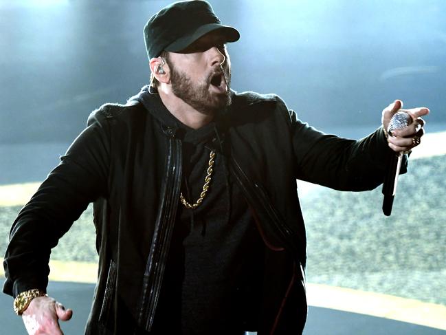 HOLLYWOOD, CALIFORNIA - FEBRUARY 09: Eminem performs onstage during the 92nd Annual Academy Awards at Dolby Theatre on February 09, 2020 in Hollywood, California. (Photo by Kevin Winter/Getty Images)