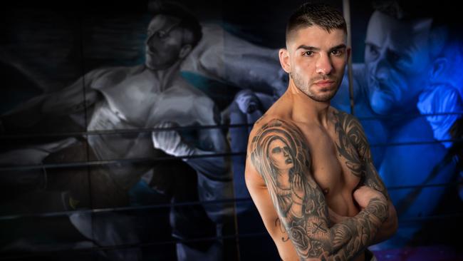 Boxer Michael Zerafa training at his gym. Picture: Tony Gough