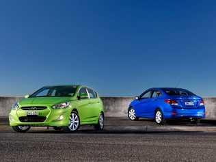 DYNAMIC DUO: The Hyundai Accent comes in hatch and sedan body styles with a 1.6-litre petrol engine.