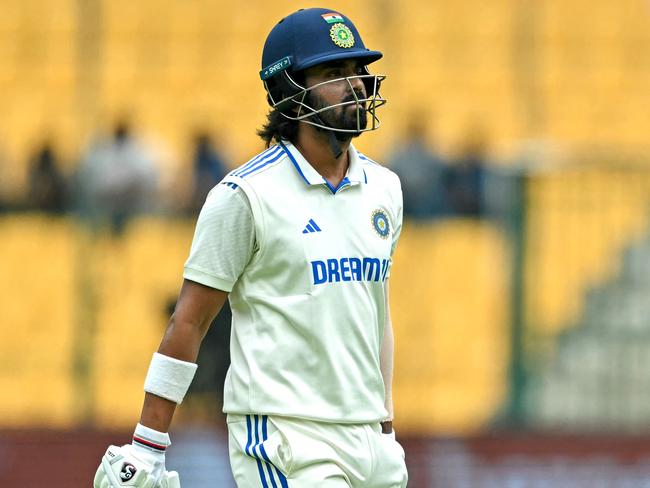 India's KL Rahul walks back to the pavilion. Picture: AFP