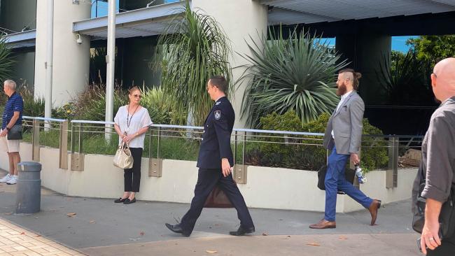 Daniel Ben Hansen (second from right) outside court in Southport. Picture: Lea Emery.