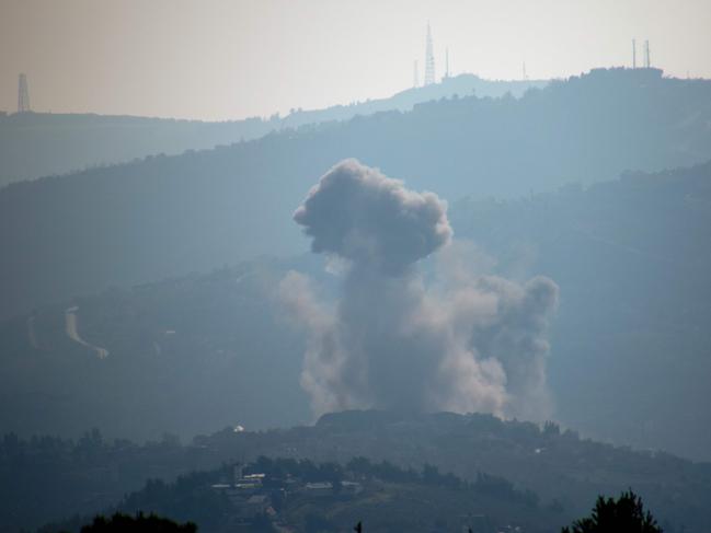 Smoke billows after Israeli bombardment over Lebanon's southern town of Kfar Kila near the border with Israel. Picture: AFP