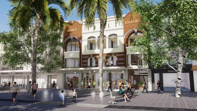 Artist impression of what the new redeveloped Manly Emporium will look like on the Corso, Manly, complete with new laneway. Picture: Supplied