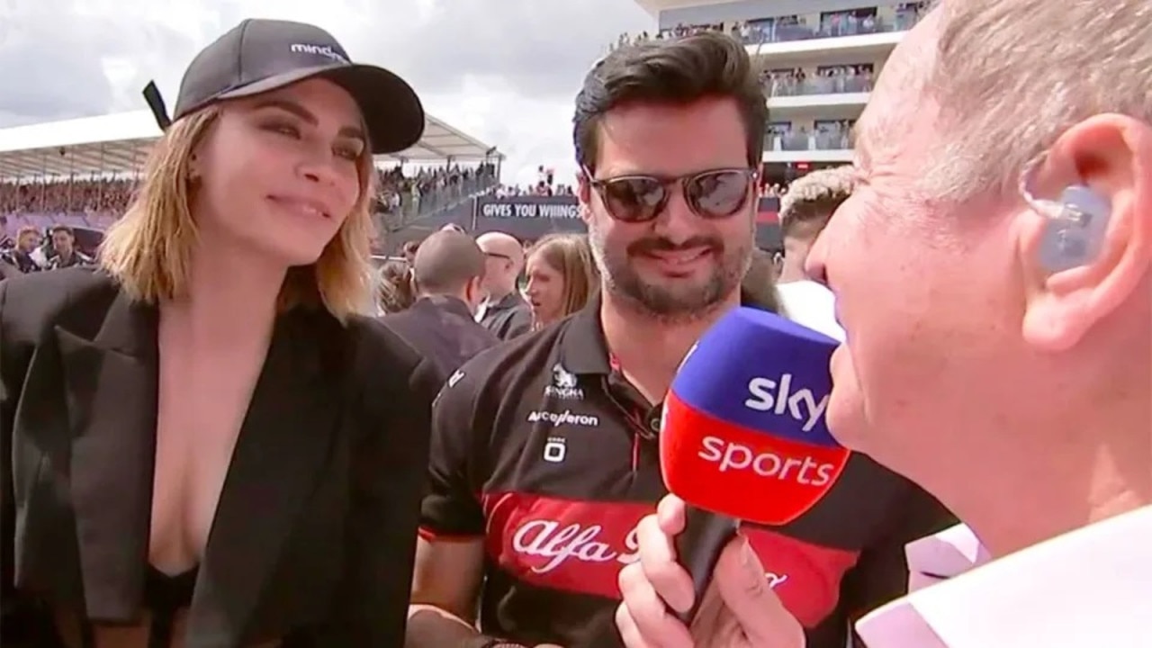 Cara Delevingne Martin Brundle F1 awkward moment. Picture: Sky Sports